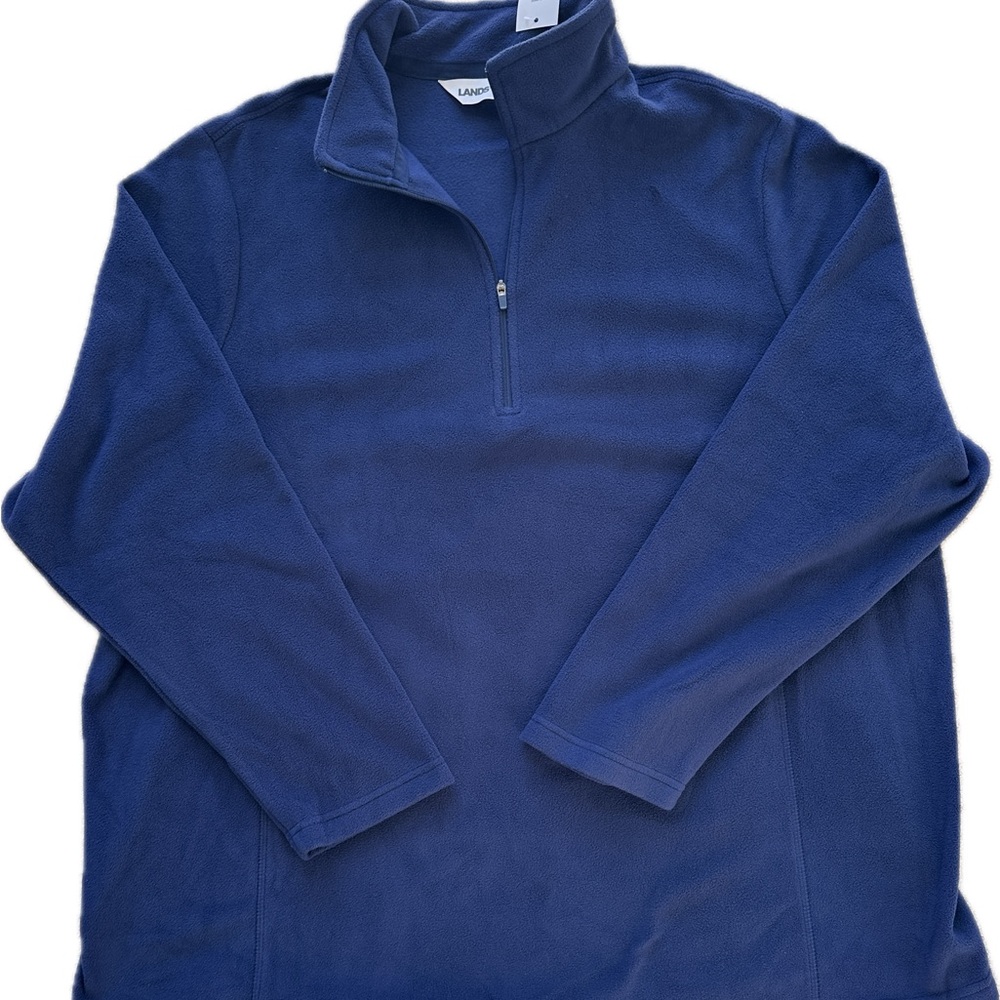 NWT Lands’ End 2X Any Weather Fleece Quarter Zip Pullover Navy Soft Lightweight